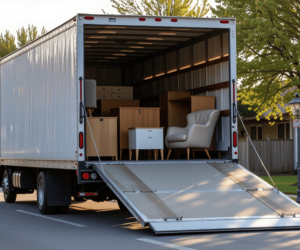 meubles stockés dans un camion dans les landes